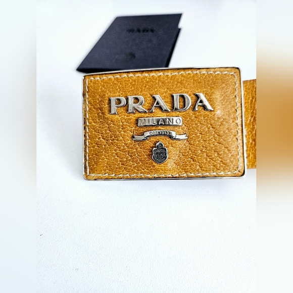 Prada Logo Solid Leather Belt 85/34 - Picture 4 of 9
